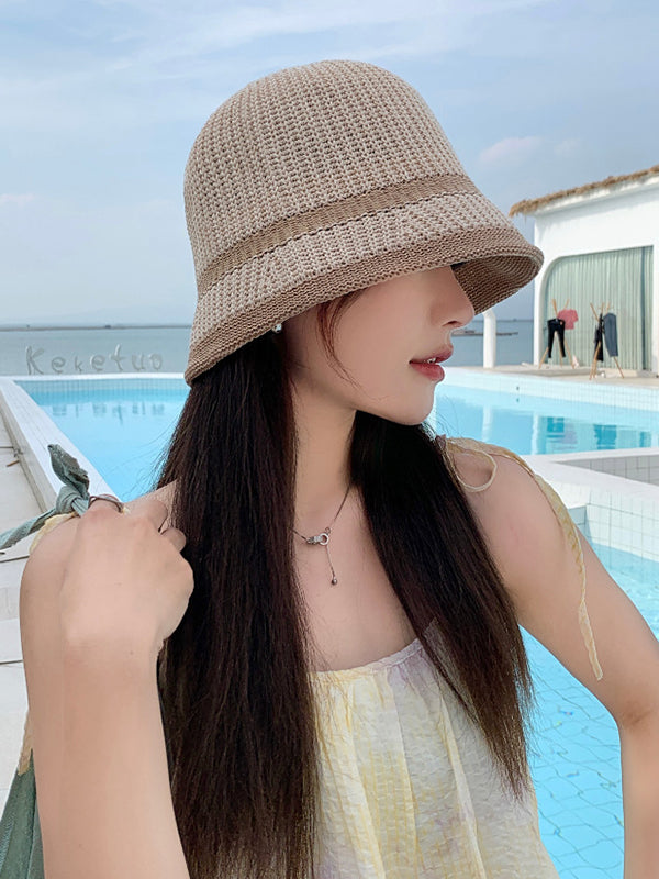 Chapeau bob tressé anti-UV, couleur contrastée