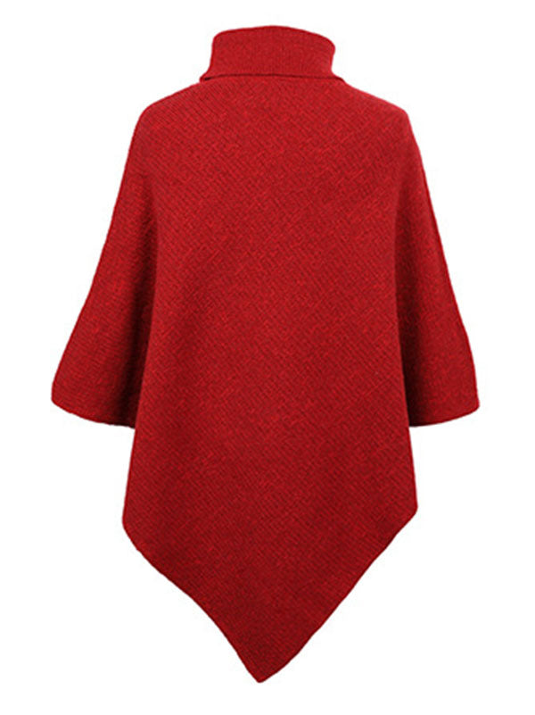Cape pull décontractée à col haut, 7 couleurs