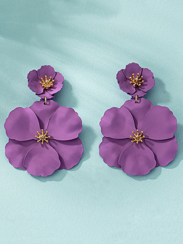 Parure boucles d'oreilles pendantes et boucles d'oreilles en forme de fleur