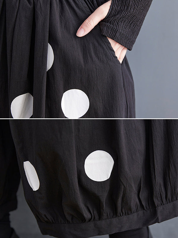Pantalon ample décontracté à jambes larges, à pois