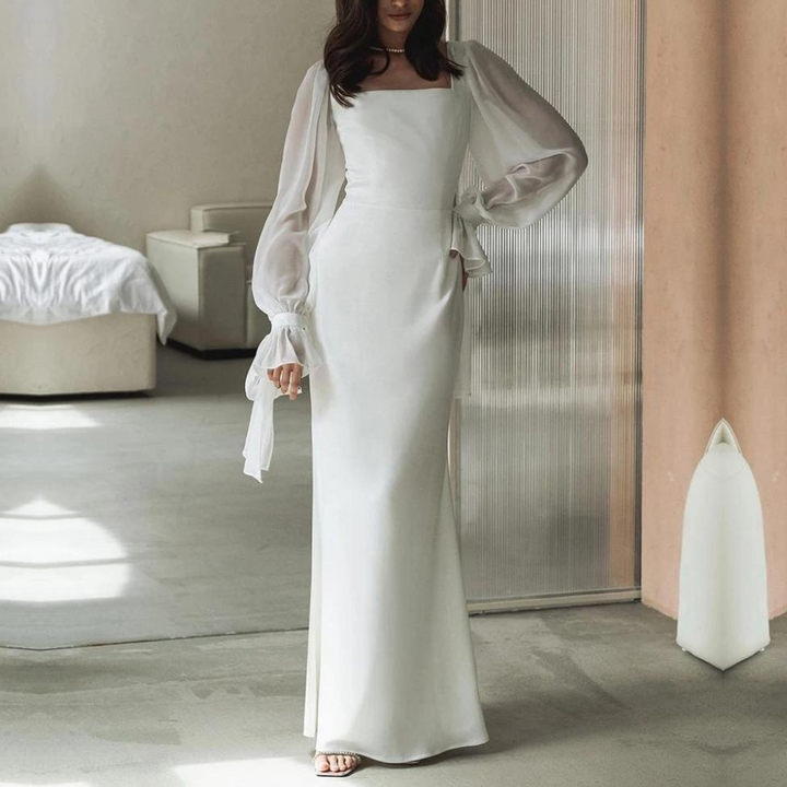 Mona - Robe maxi pour femmes pour le soir avec des manches longues