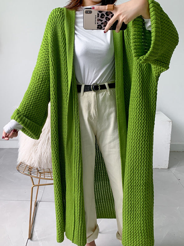 Cardigan en tricot à fil épais, ample, surdimensionné, couleur unie, urbain, manteaux