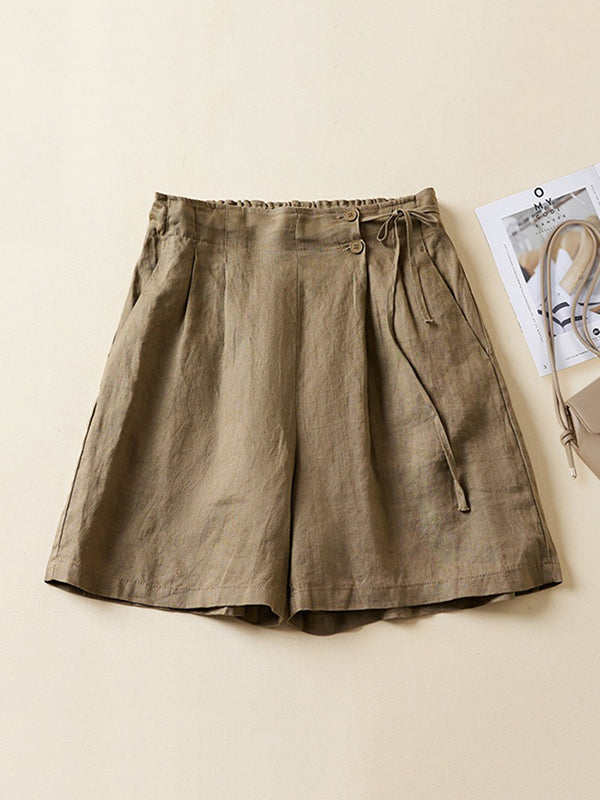 Short ample à taille élastique, couleur unie