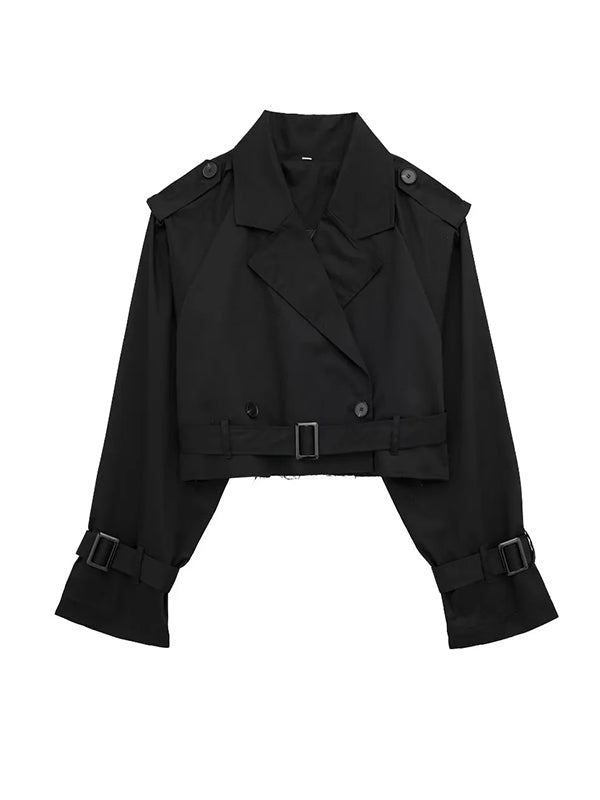 Veste ample à manches longues, à empiècements, à col revers