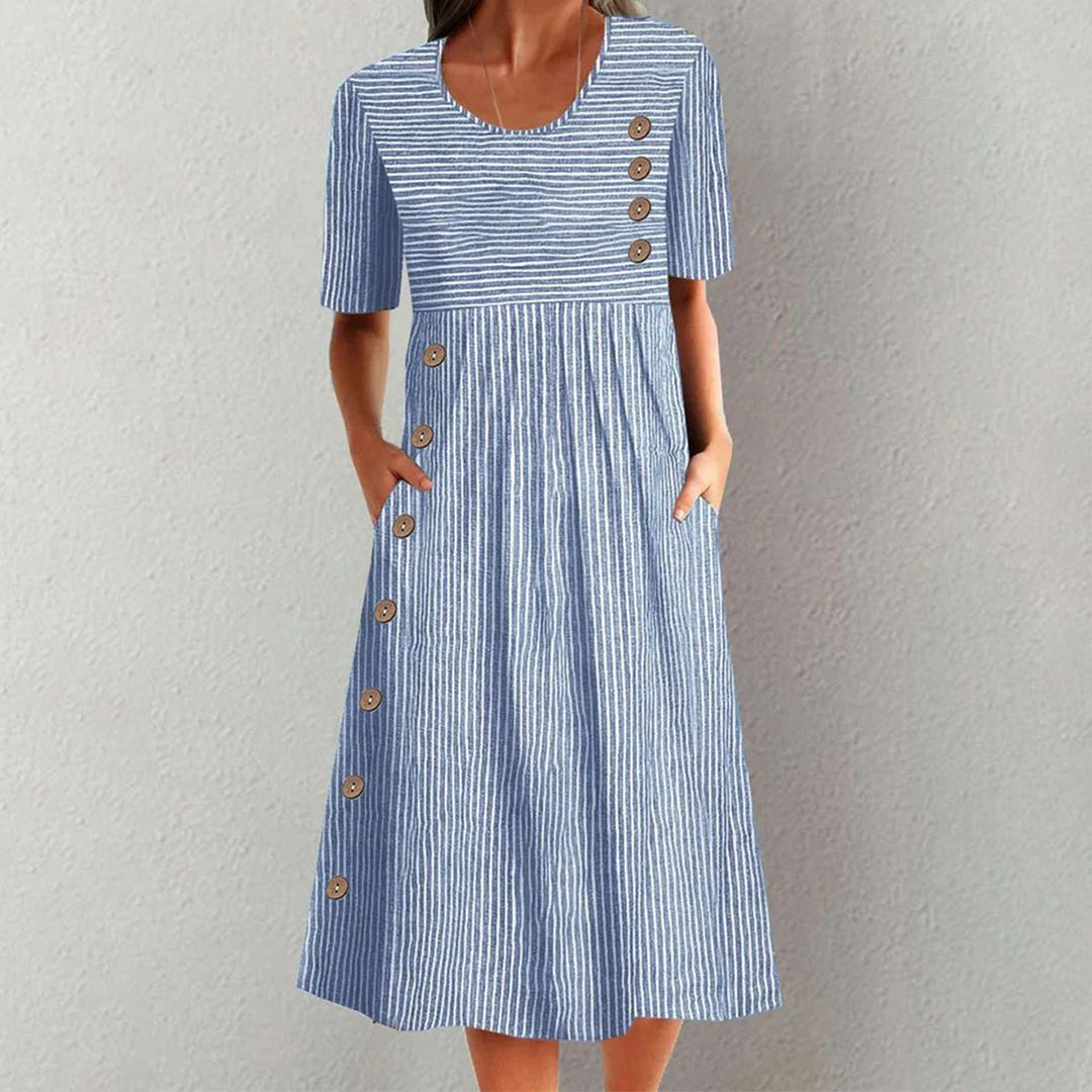 Finley - Robe midi classique avec rayures et détails de boutons