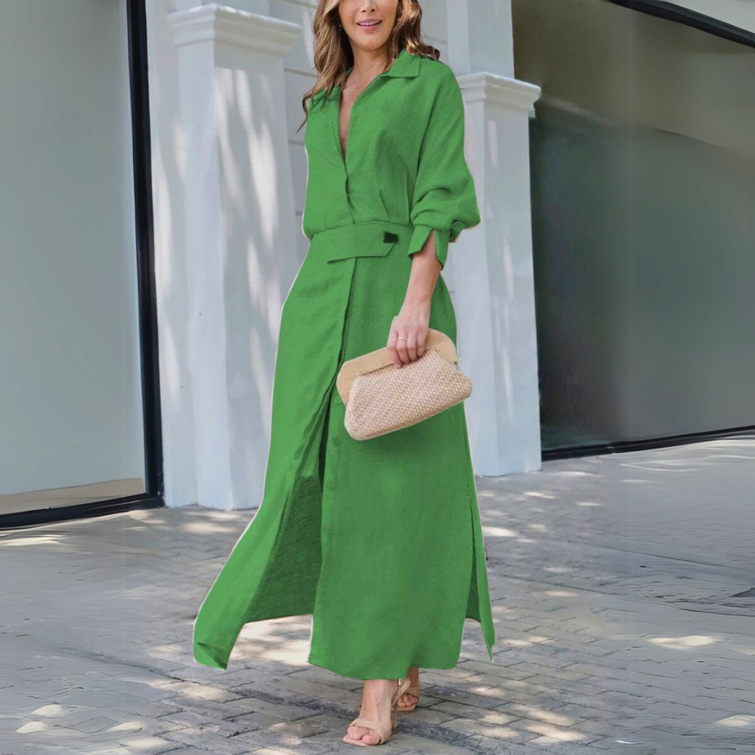 Patricia | Robe Maxi Élégante à Boutons pour Femmes