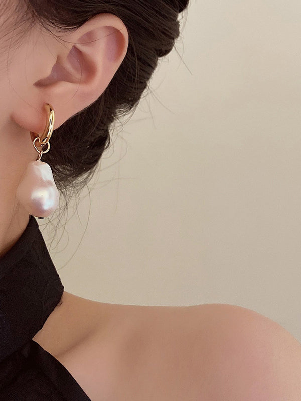 Irrégularité Imitation Perle Contraste Couleur Boucles D'oreilles Accessoires