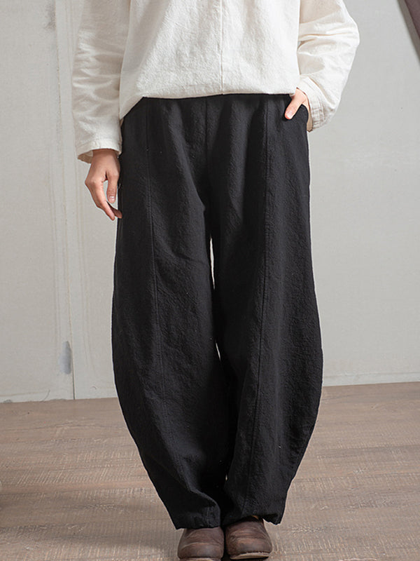 Pantalon simple taille haute, à jambes larges, couleur unie