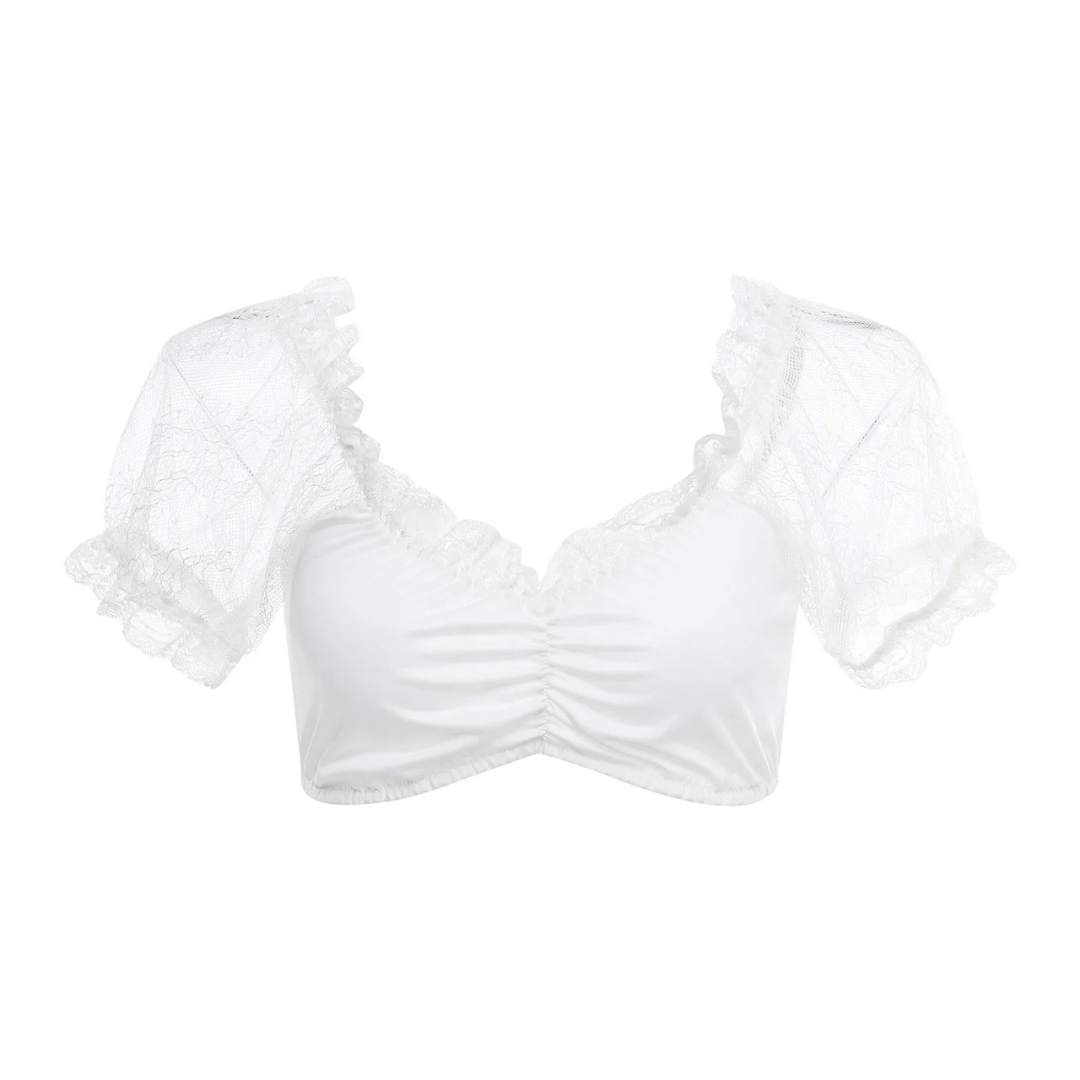Blouse Dirndl Élégante Blanche pour Femmes Oktoberfest