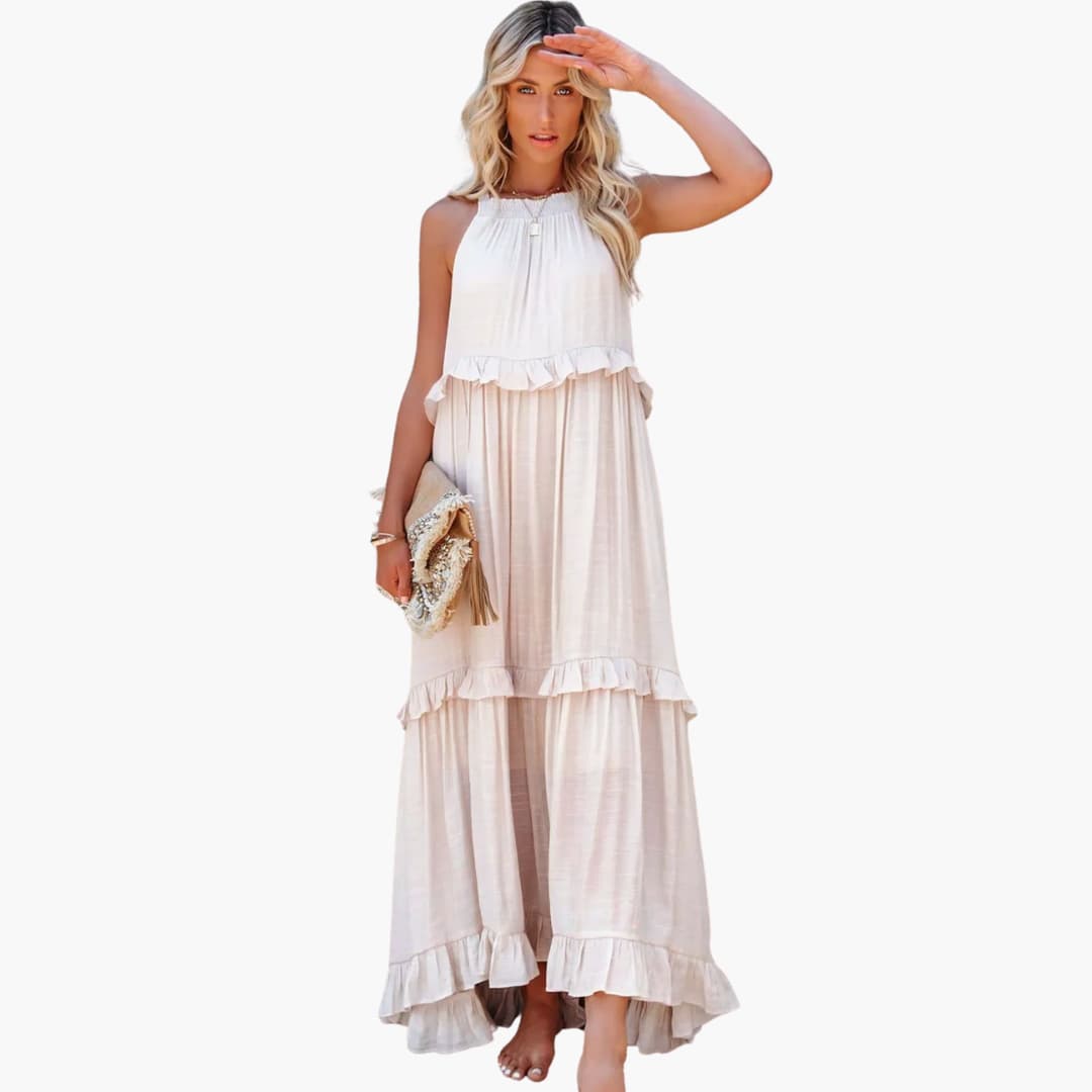 Robe maxi à volants - Robe à volants pour femmes, élégante et légère