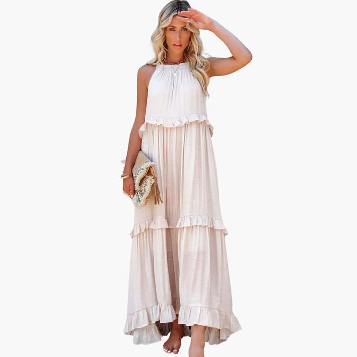 Robe maxi à volants - Robe à volants pour femmes, élégante et légère