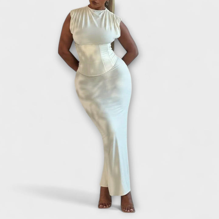 Virene – Robe maxi corset sans épaules