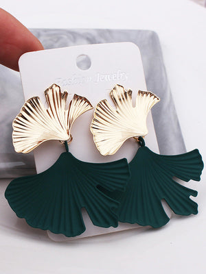 Boucles d'oreilles pendantes géométriques en forme de feuilles