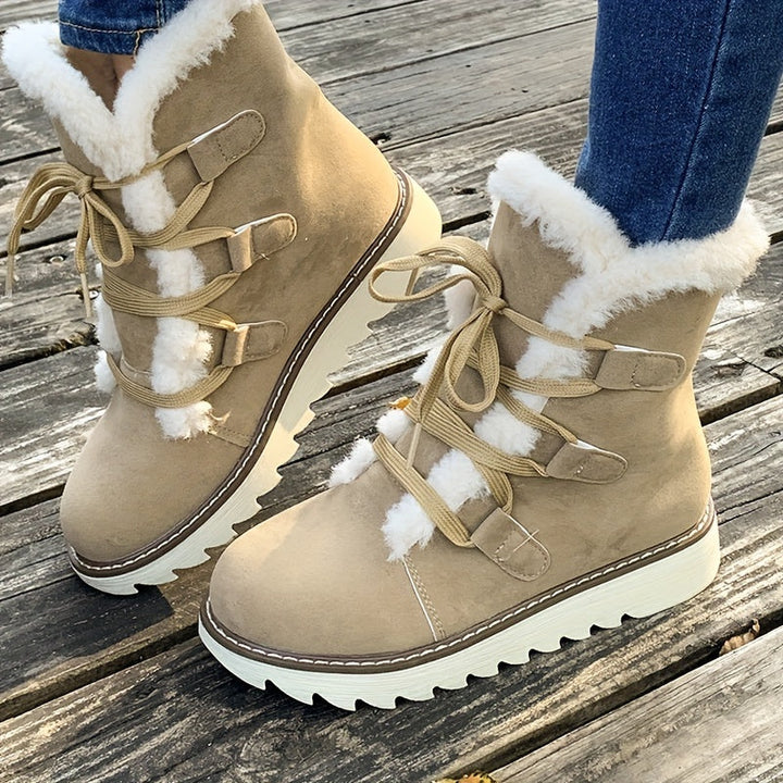 Bottes d'Hiver Femme | Avec Lacets et Semelle Épaisse