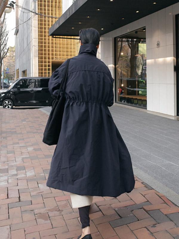 Vêtements d'extérieur longs amples à taille élastique de couleur unie