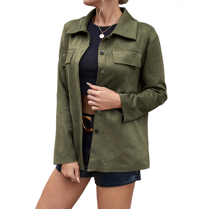 Veste en cuir élégante, stylée et sur mesure avec boutons pour femmes