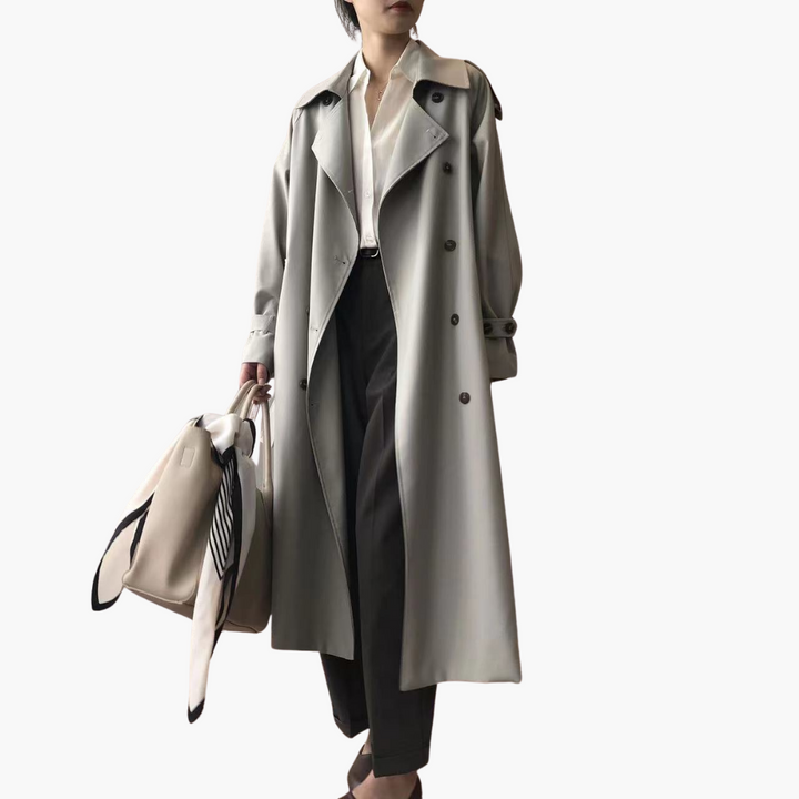 Manteau trench pour femmes avec col à revers et double boutonnage