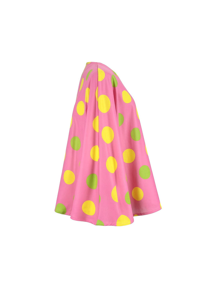 Chemise ample à manches longues, à pois, asymétrique à une épaule