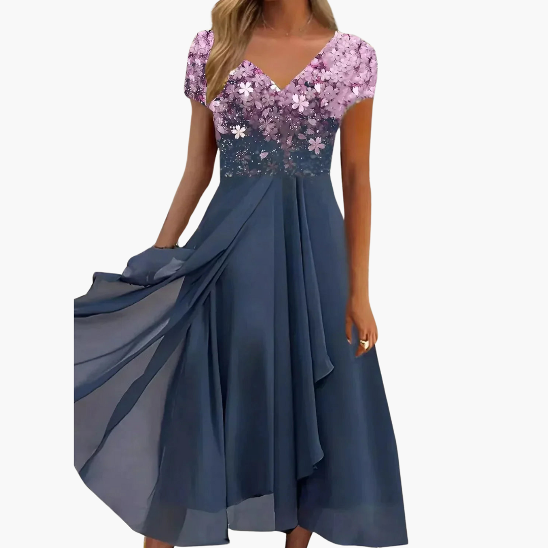 Robe midi pour femmes - Élégante avec paillettes et jupe en chiffon