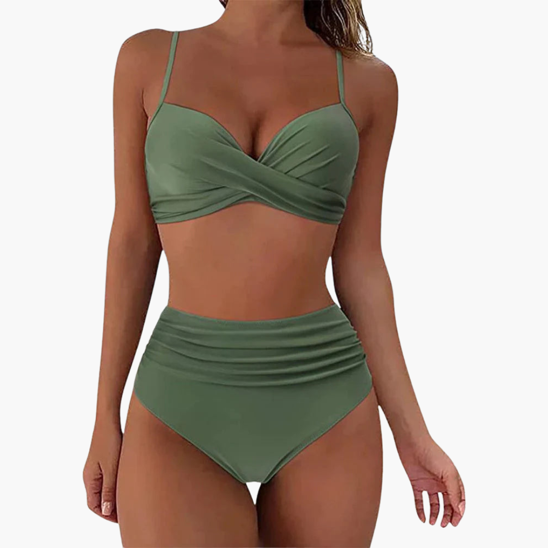 Ensemble de bikini deux pièces - Maillot de bain pour femmes avec imprimé floral et taille