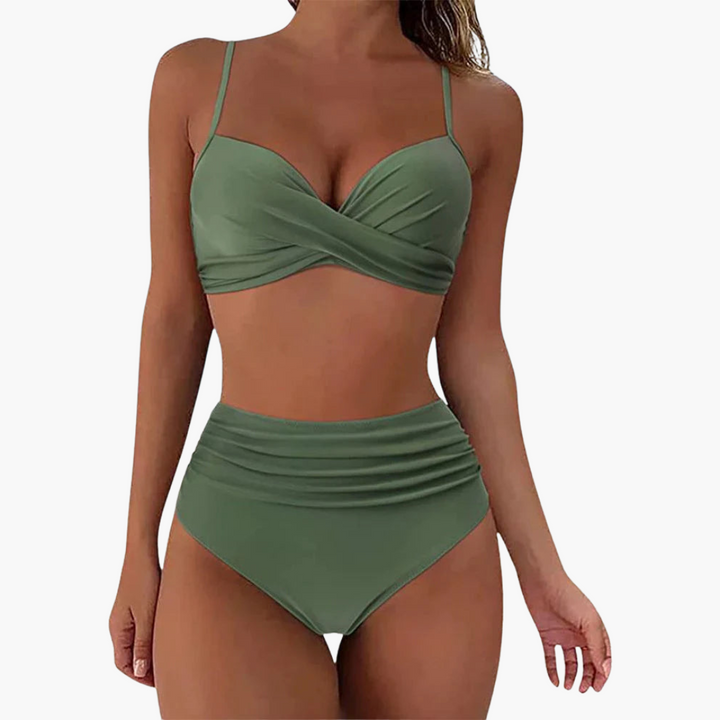 Ensemble de bikini deux pièces - Maillot de bain pour femmes avec imprimé floral et taille
