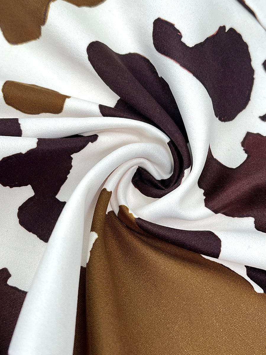 Pantalon à empiècements imprimé vache, taille haute, couleur contrastée, taille élastiquée