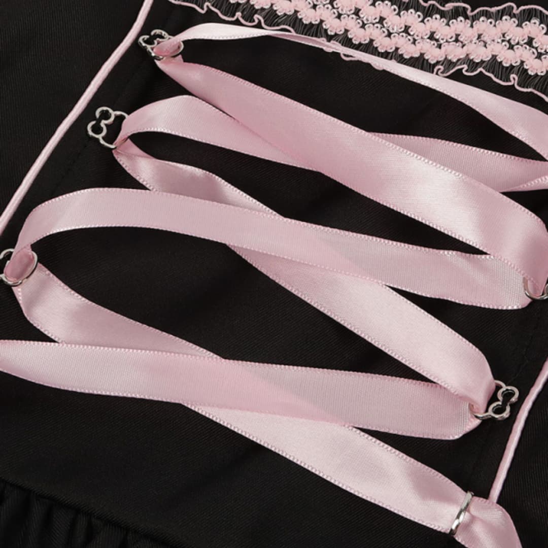 Robe Dirndl brodée avec ceinture en satin pour femmes - Oktoberfest 2025