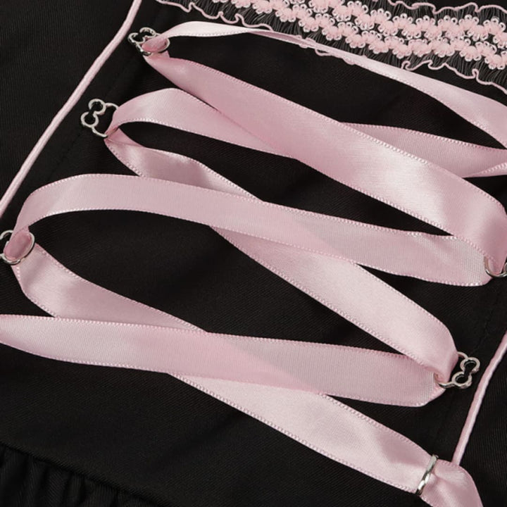 Robe Dirndl brodée avec ceinture en satin pour femmes - Oktoberfest 2025