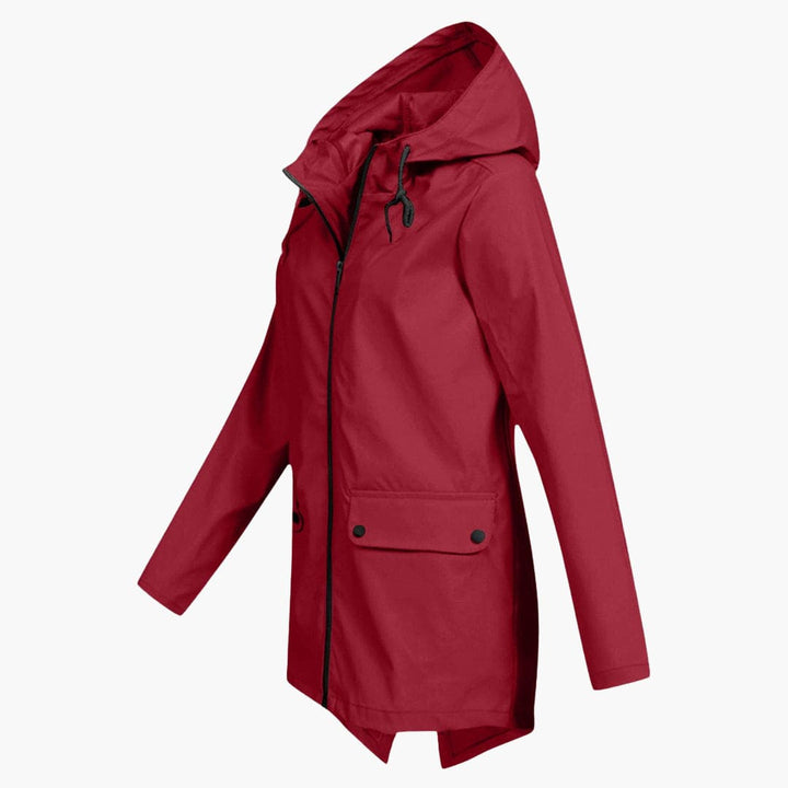 Manteau de pluie pour femmes avec capuche réglable et fermeture éclair
