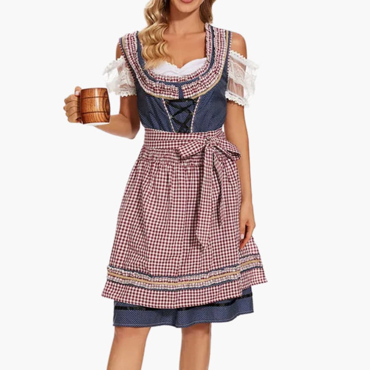 Robe dirndl à carreaux pour femmes - Oktoberfest 2025