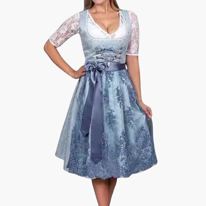 Robe Dirndl sans manches pour femmes avec corsage et jupe - Oktoberfest 2025