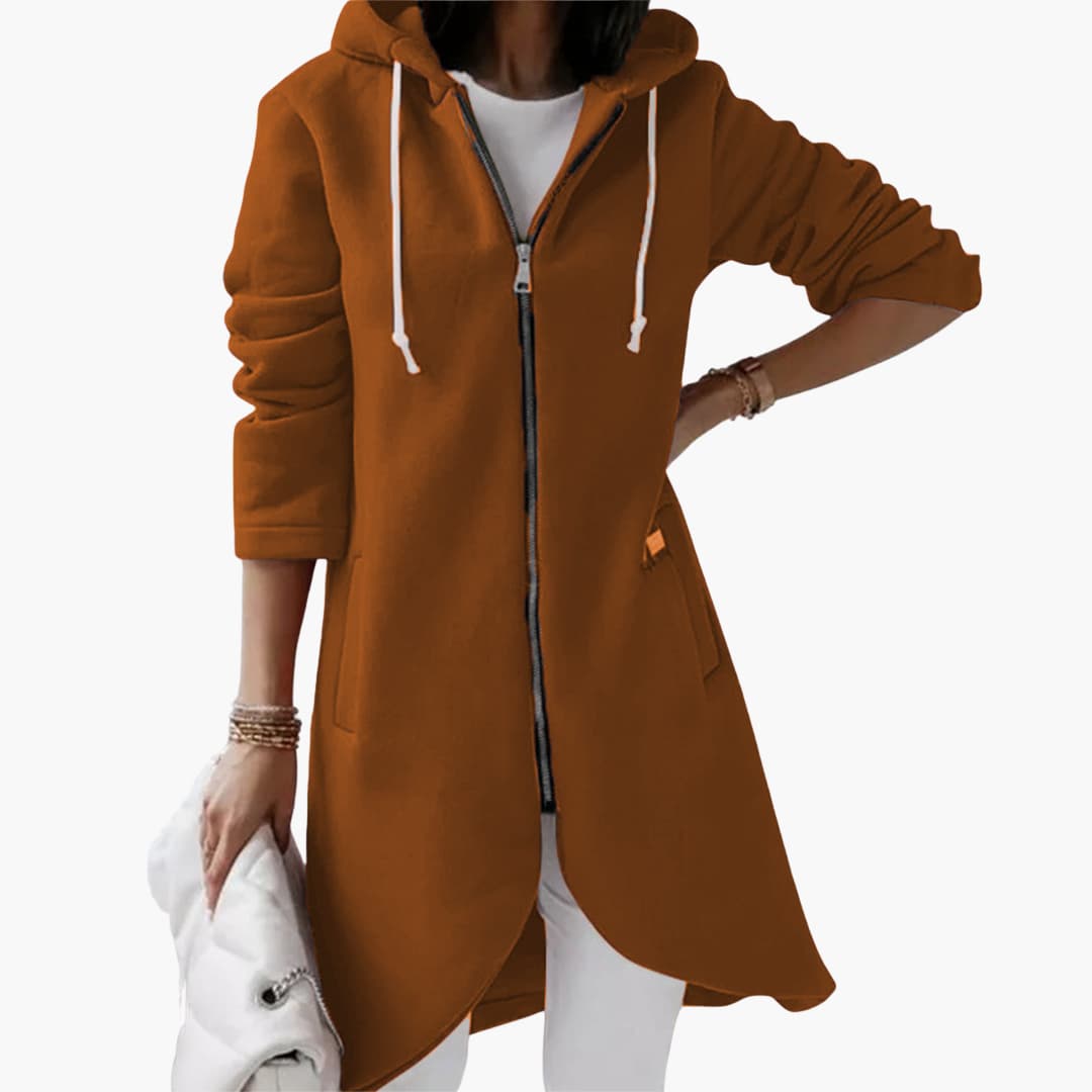 Hoodie long zippé pour femmes