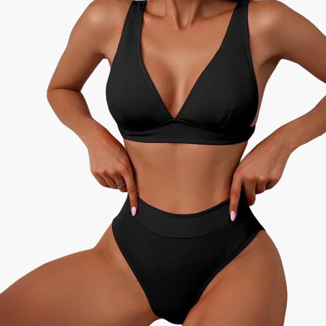 Ensemble de bikini pour femmes à rayures avec bretelles larges pour l'été