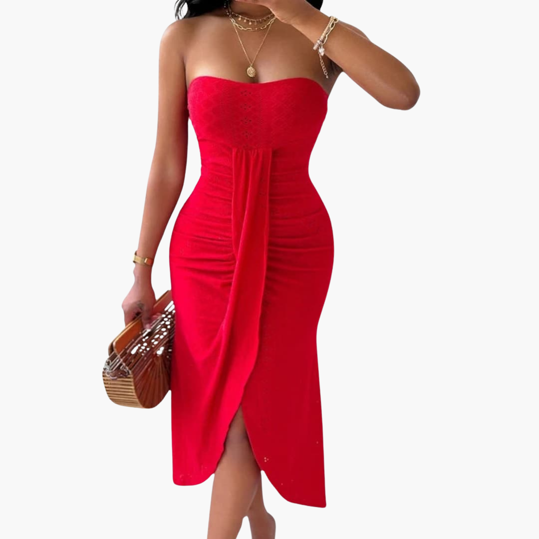 Robe midi brodée pour femmes – Robe d'été élégante