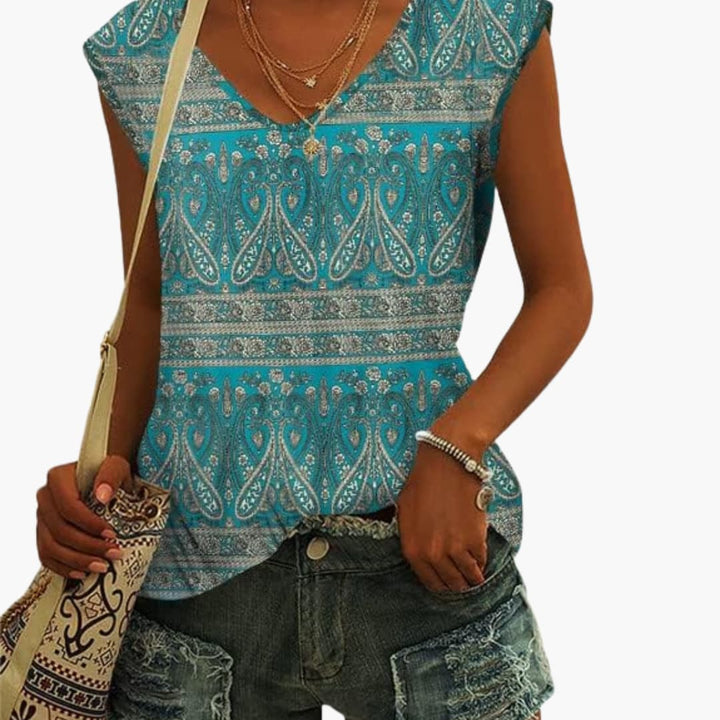 T-shirt à col en V pour femmes avec manches courtes pour l'été