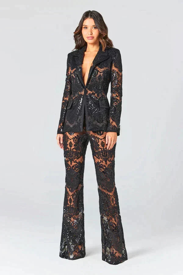 Blazer et pantalons en maille pour femmes
