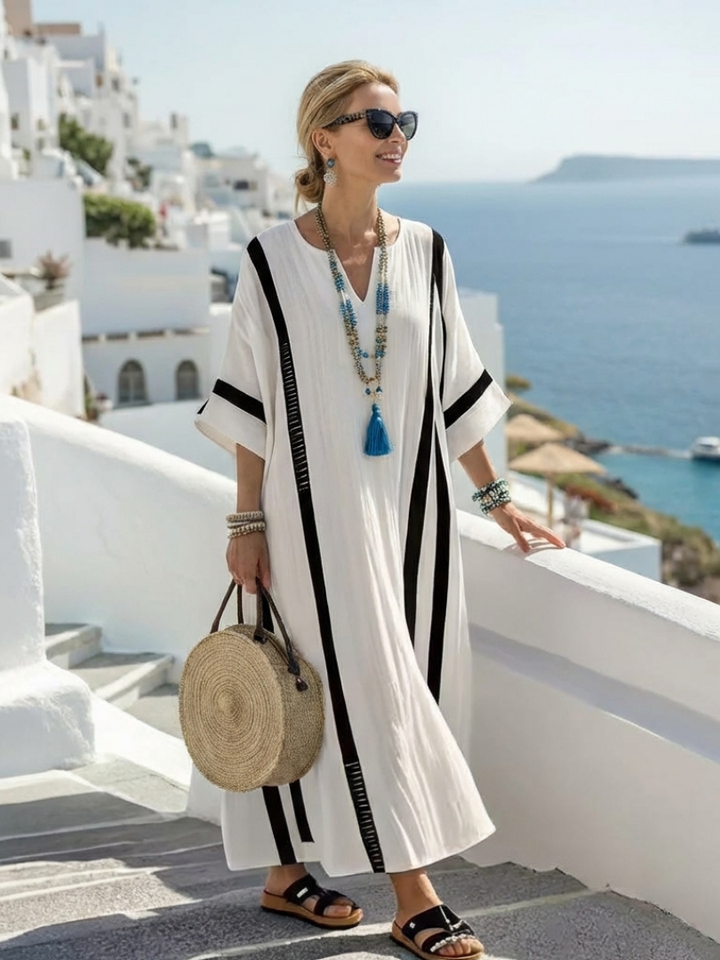 Lola | Robe maxi avec rayures color-block