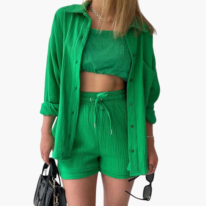 Ensemble deux pièces avec shorts pour femmes - look d'été décontracté
