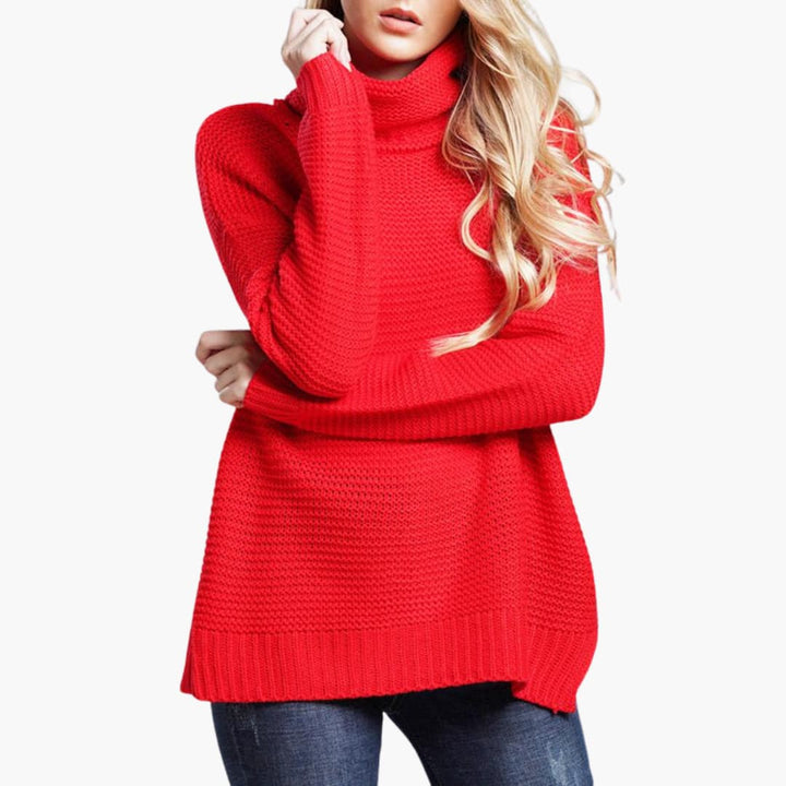 Pull femme à col roulé et manches longues