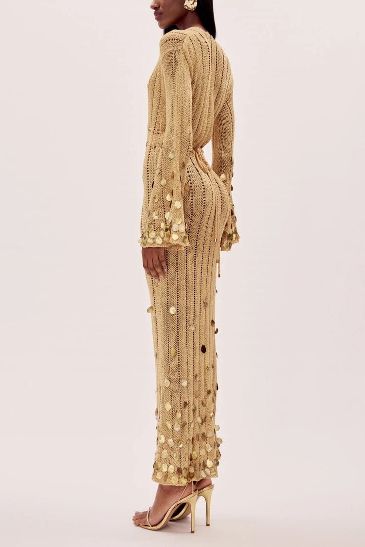 Dolly | Robe maxi en tricot avec silhouette féminine