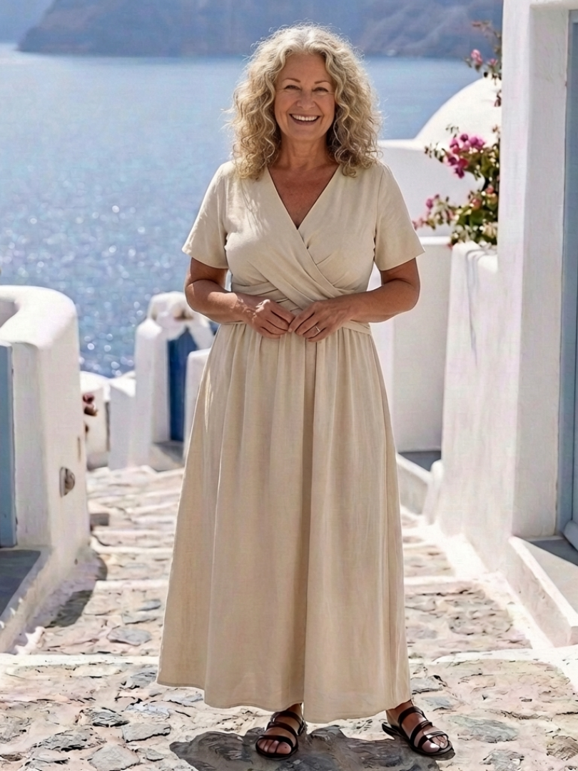 Alvara | Robe midi portefeuille pour femmes décolleté en V Élégante