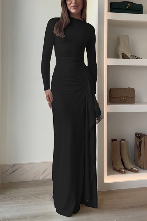 Carina - Robe maxi drapée à manches longues