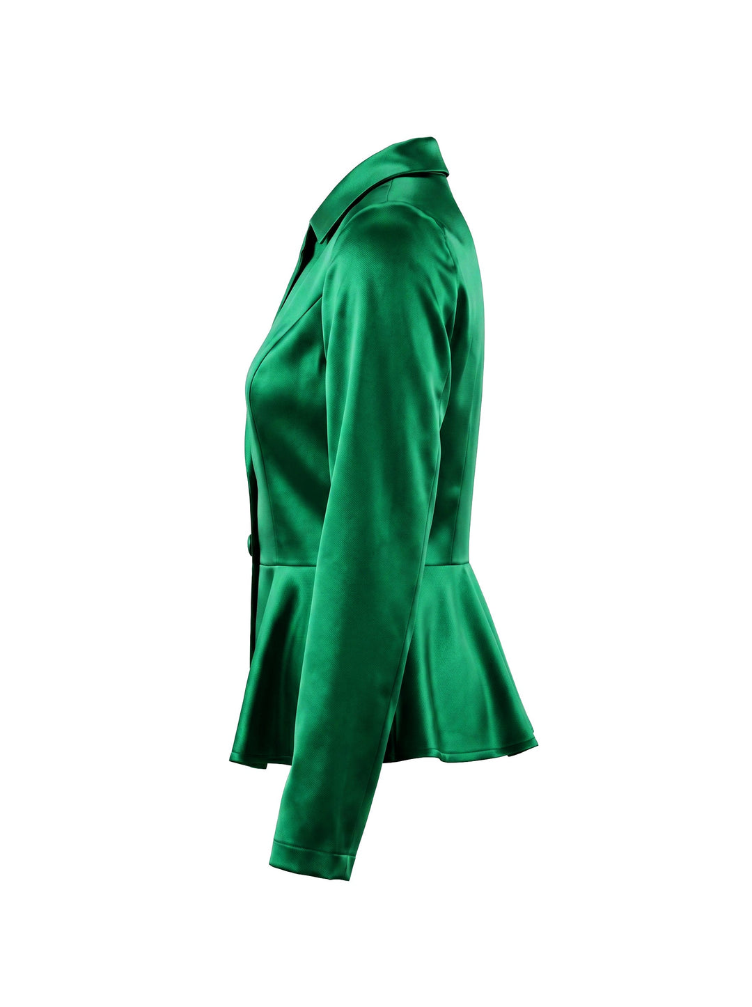 Chemisier boutonné volanté à taille élastique, taille haute, à empiècements, à col revers, couleur contrastée