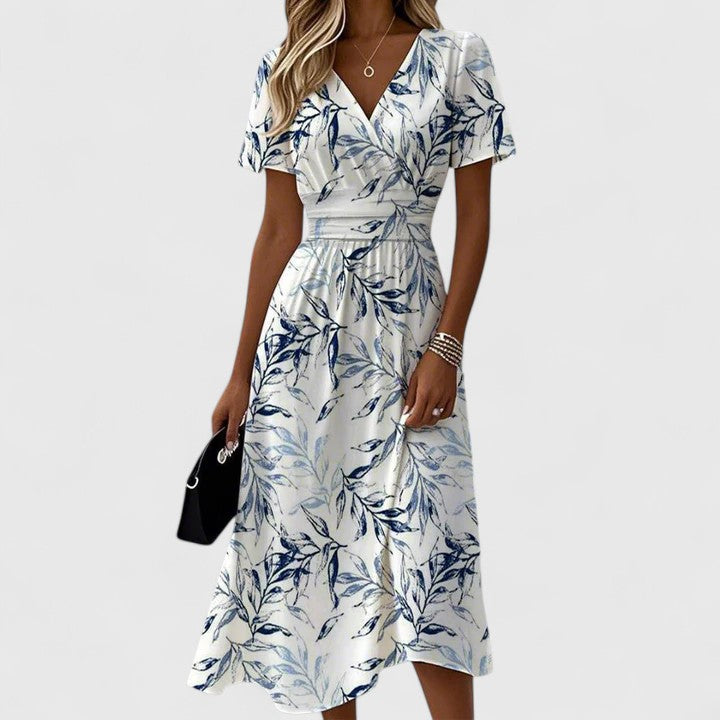 Tabitha | Robe midi à manches courtes et décolleté en V