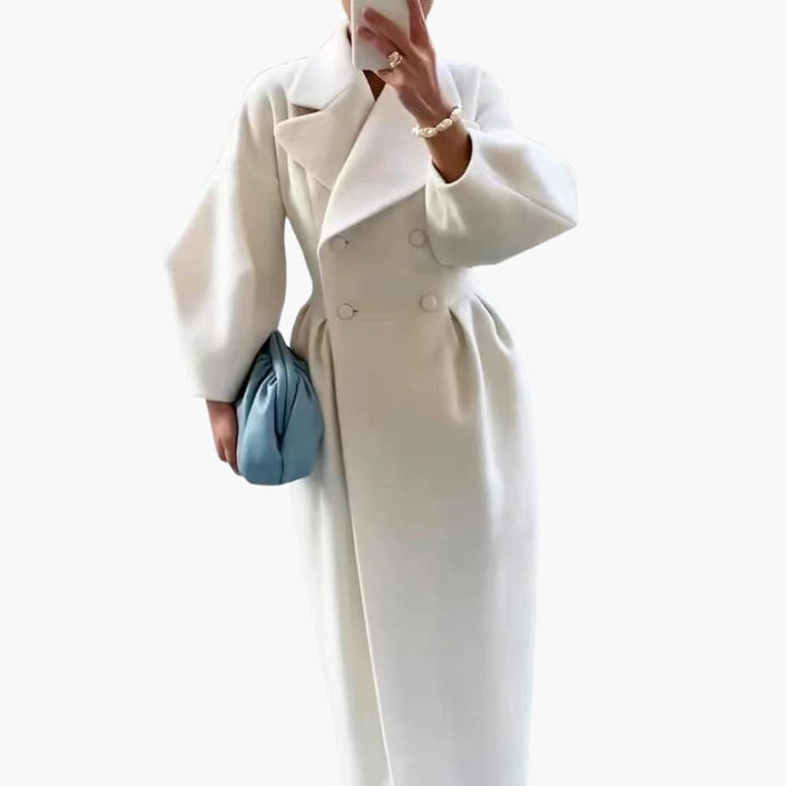 Manteau trench long avec revers pour femmes