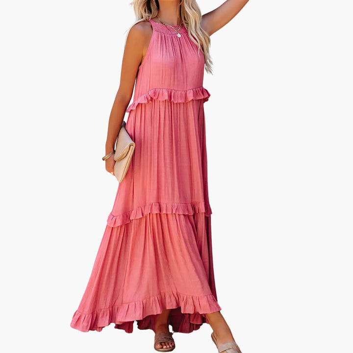 Robe maxi à volants - Robe à volants pour femmes, élégante et légère