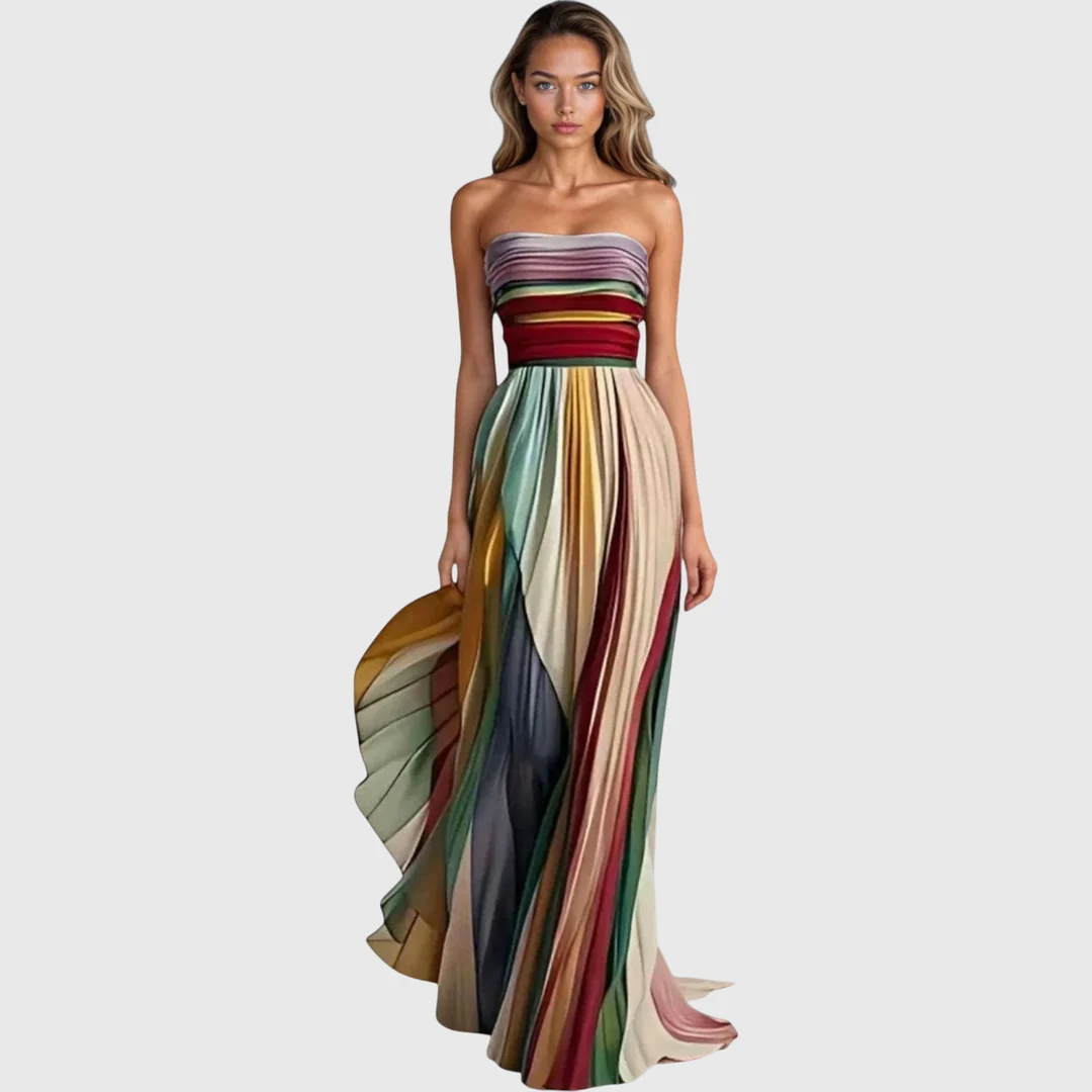 Regine | Robe Maxi Sans Manches Multicolore pour Femmes