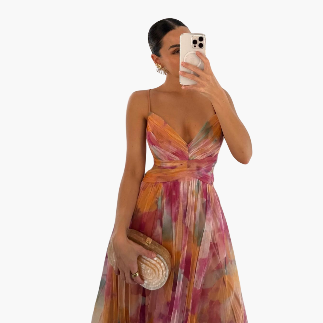 Robe Maxi Élégante pour Femmes avec - Motif Floral Glamour