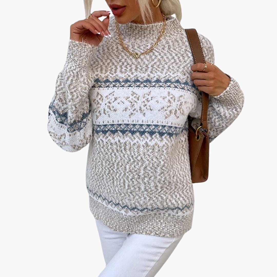 Pull pour femmes avec col roulé et motif flocon de neige