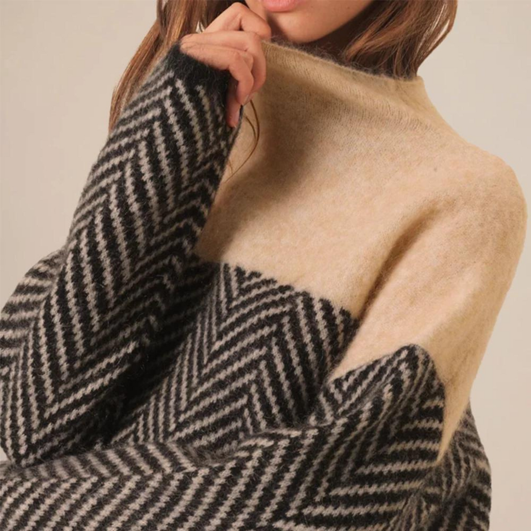 Chevron Luxe | Pull à col roulé stylé pour femmes